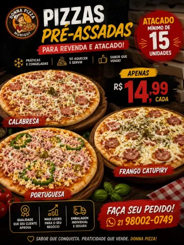 Pizza congelada pré-assada no atacado.