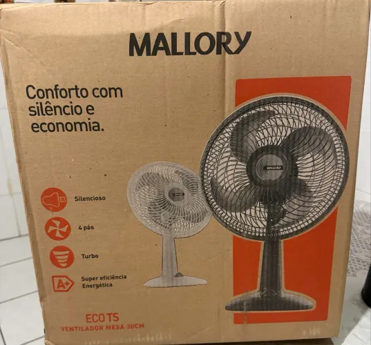 Ventilador De Mesa Eco Ts 30cm Mallory 220V Grafite Turbo Compact para retirada