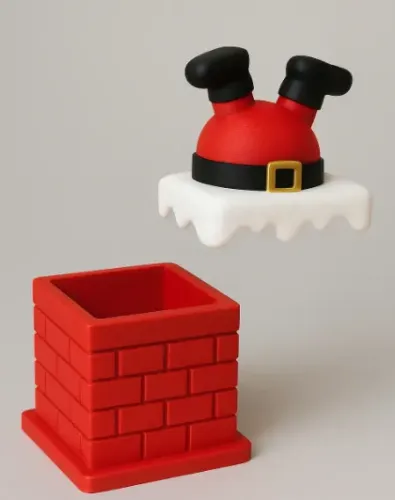 Caixinha Decorativa Papai Noel na Chaminé - Impressão 3D Premium