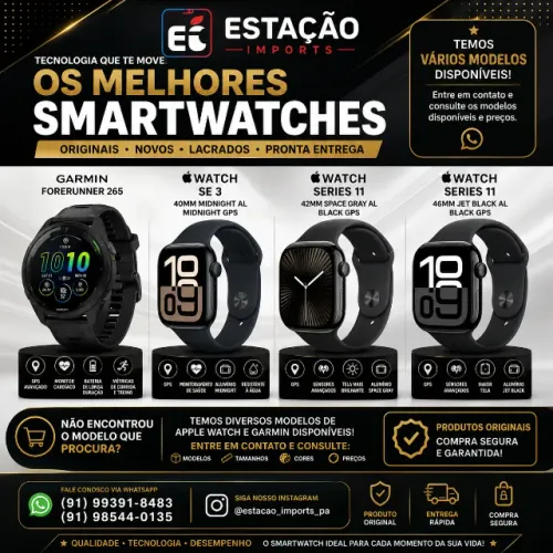 Relógio Apple Watch Series 11 46mm, 42mm, SE 3 40mm e Garmin Forerunner265