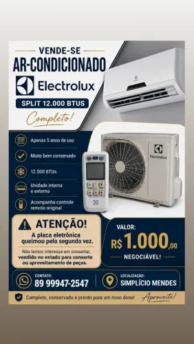 Electrolux Split 12.000 BTUs Completo - Placa Queimada
