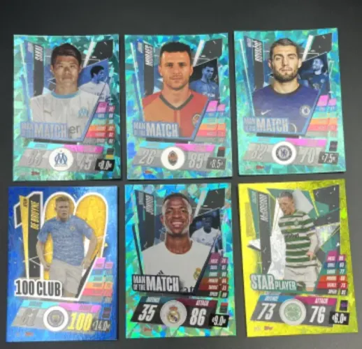 CARDS COLECIONAVEIS MATCH ATTAX VINI JR/ DE BRUYNE/ MORAES/ SAKAI/ MCGREGOR/ KOVACIC