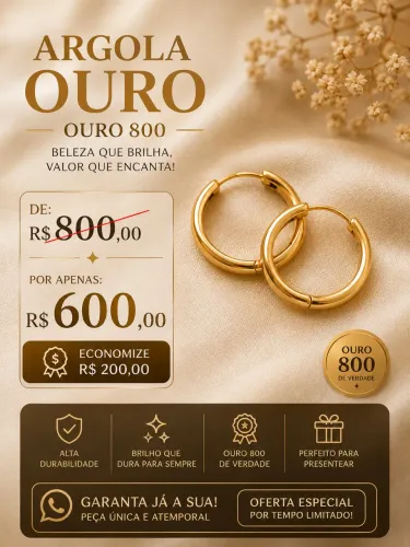 ? Ouro 800: de R$800 por apenas R$600! ? Aproveite a oferta e garanta já o seu! ?