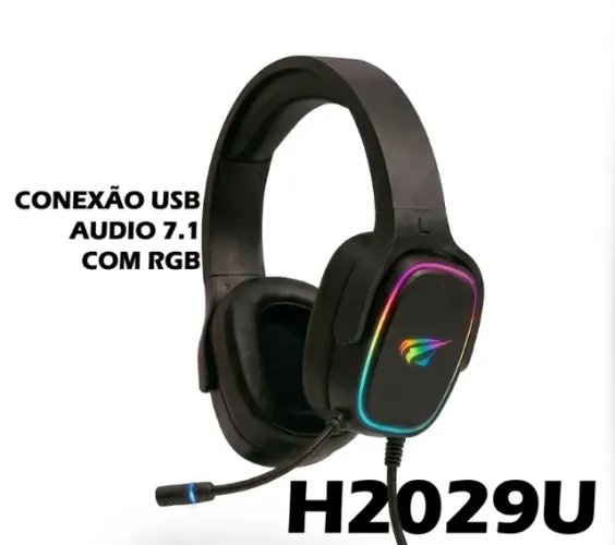 ?Fone / Headset Gamer RGB Havit H2029U USB 7.1 - Drivers 50mm - Novo Lacrado