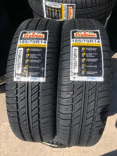 Par de pneus 185/70/14 crystone (borracha vipal)