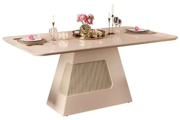 Mesa de Jantar DJ Móveis Dala Tampo Curvo MDF/Vidro 180cm **novo na caixa**