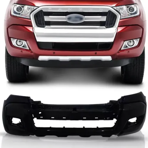 Parachoque Ford Ranger 2017 à 2020 - CD/CS - Dianteiro Preto - Furo Farol Auxiliar - TYG