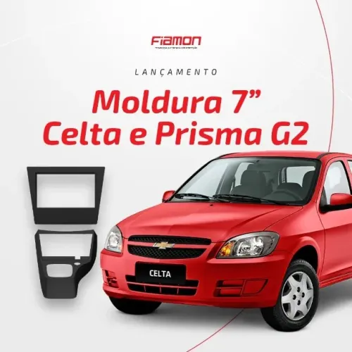 Moldura 2 Din Gm Celta e Prisma G2 - Preta - Fiamon