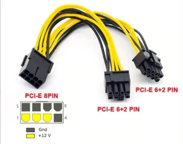 Cabo Adaptador Y Pcie 8 Pinos Para Duplo Pcie 8 (6+2) Pinos