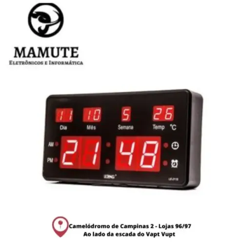 Relógio De Parede Led Digital Temperatura Lelong Le-2115