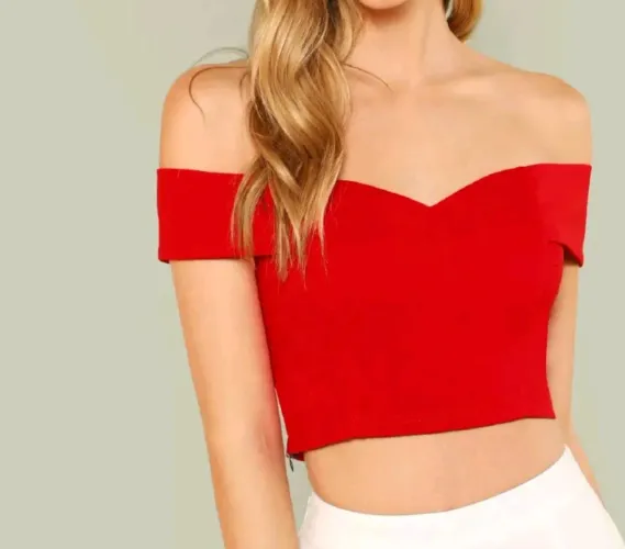 Blusa cropped off shoulder vermelha