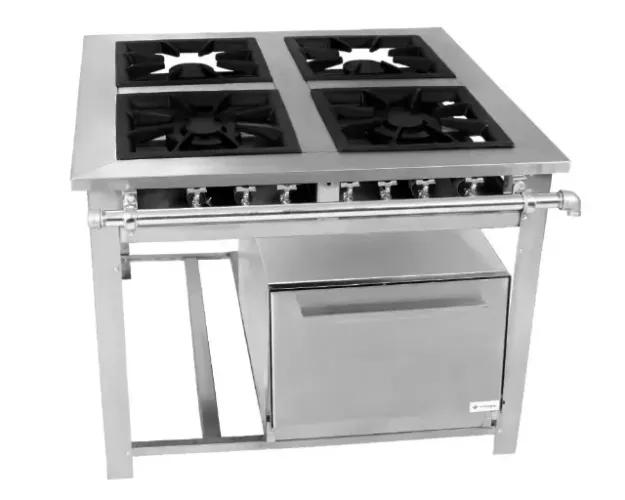 Fogão maxi inox 4 queimadores duplos 40x40  com forno inox - Guilherme