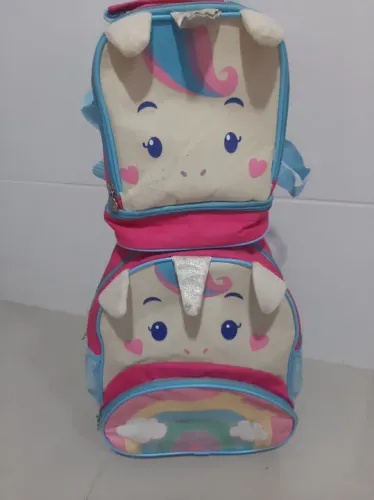 Reduzi Aceito oferta Conjunto de Mochila e lancheira Unicornio Infantil