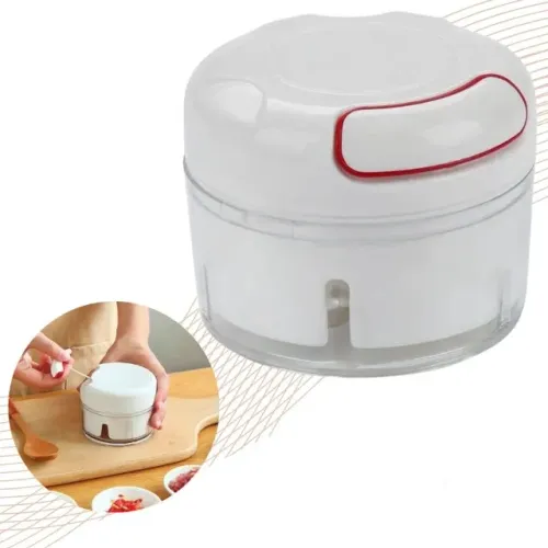 Mini Processador De Alimentos Manual Pequeno Picador e Cortador 2 Lâminas 