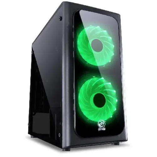 Gabinete Gamer Pcyes Venus Black *Com 2 Fans Led Verde* - Micro-ATX e Mini-ITX - WZetta