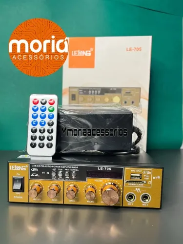 Mini Amplificador/receiver Som Bluetooth, Usb, Fm, Karaoke Cor Dourado Potência De Saída 