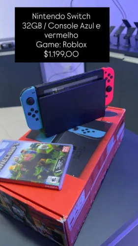 Nintendo Switch 32GB / Azul com Vermelho / Com game Roblox / Semi Novo / R$ 1.199,00