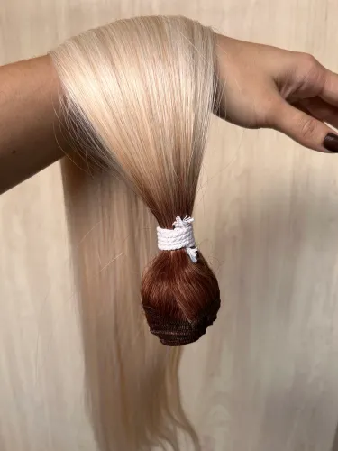 Cabelo humanizado 65cm 100g Loiro pérola esfumado Bio humano 