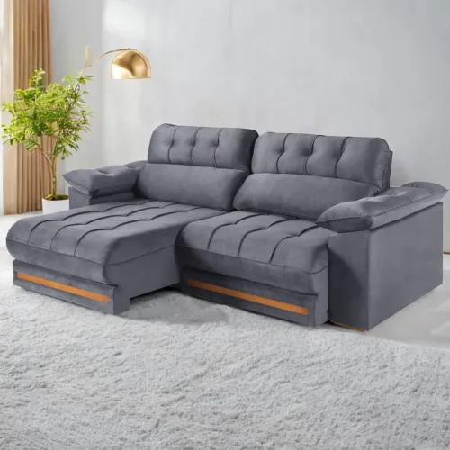 Sofá Retrátil e Reclinável Comfort 2,50m Molas Ensacadas e Bonnel tt87