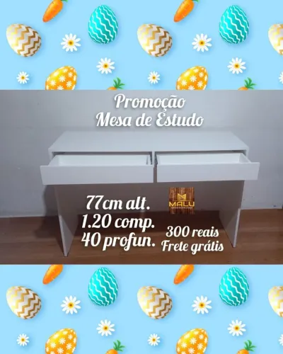 Mesa de Estudo Branca 1,20m - Frete Grátis