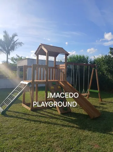 Playground de Madeira Infantil Completo - JMACEDO