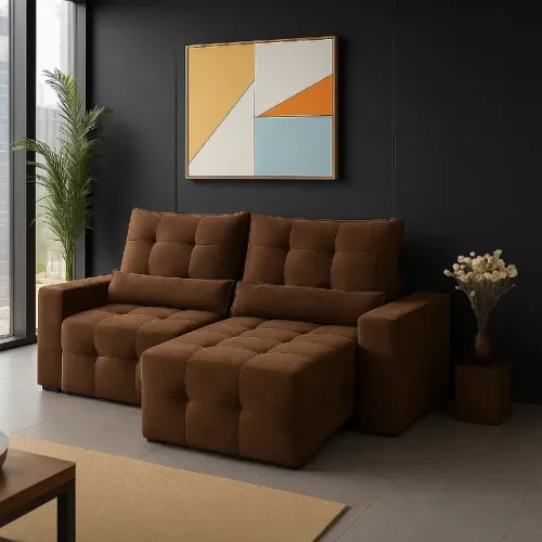 Sofá Retrátil e Reclinável Lisboana Marrom