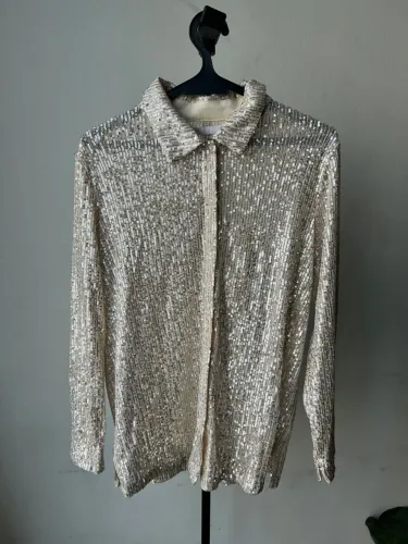 CAMISA PAETÊ BRILHANTE CHAMPANHE