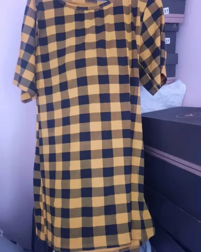 Vestido Xadrez Amarelo e Azul