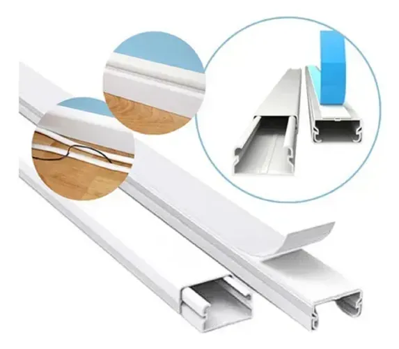 Canaleta 2 metros  Perfil Pvc P/FIO 2,5 C/Fita dupla FACE S/Divisória 