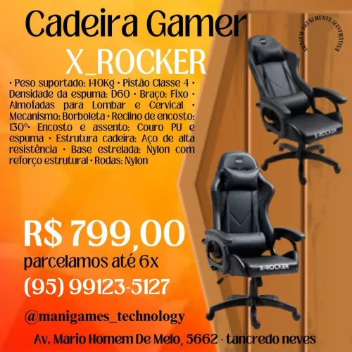 Cadeira Gamer X-Rocker - Nova - R$799,00