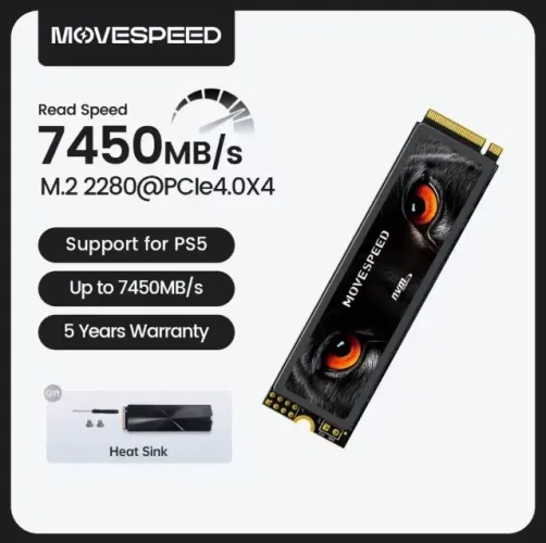 SSD Movespeed 7450 mb/s 2tb m.2 2280 pcie 4.0x4 - Compatível com PS5