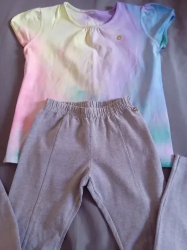 Conjunto Milon infantil de Blusa Tie Dye e Calça Cinza, tam. 7
