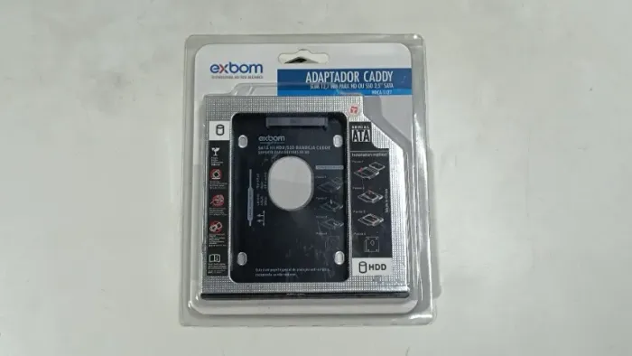 Adaptador Exbom Caddy Slim 12.7mm, Para HD Ou SSD 2.5 SATA