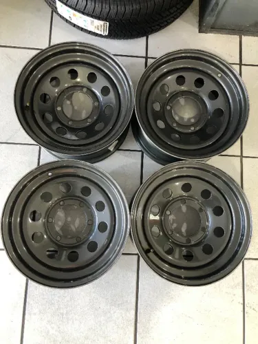 Jogo De Rodas Aço Aro 15 Mangels Modular 6x139,7mm Cinza-escuro
