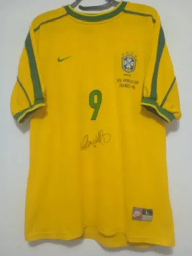 Camisa Brasil Final Copa Mundo 1998 #9 Ronaldo Autografada Certificada