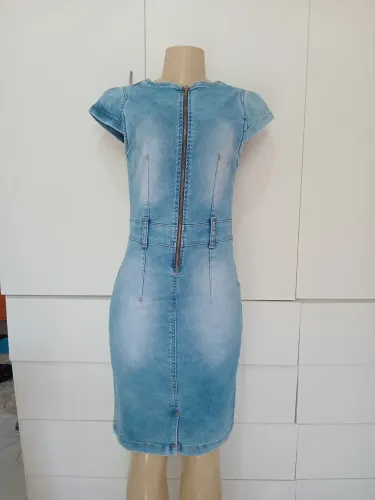 Vestido Jeans Elegante com Zíper