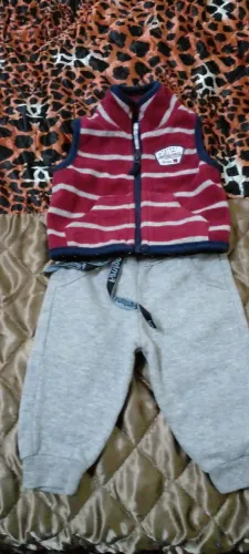 Colete de bebe calça moletom flanelado 