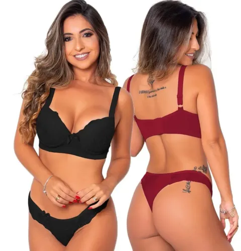 conjuntos de sutiãs reforçados e calcinha fio duplo sofisticados