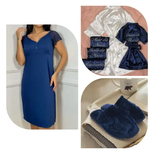 Kit camisola hobie e pantufa "Mãe da Noiva"