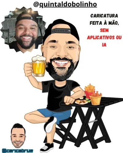 Caricatura - Homem bebendo chopp