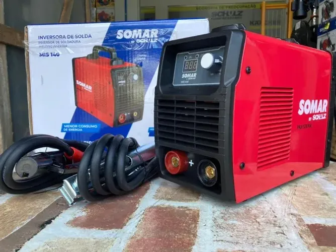 Máquina de Solda Profissional Inversora 140A Bivolt manual - marca Somar 