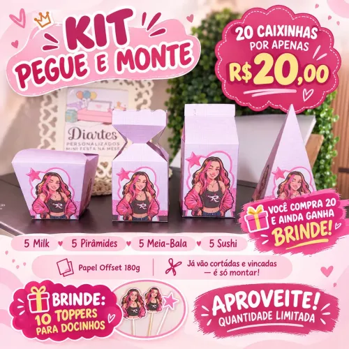 Kit pegue e monte papelaria personalizada 