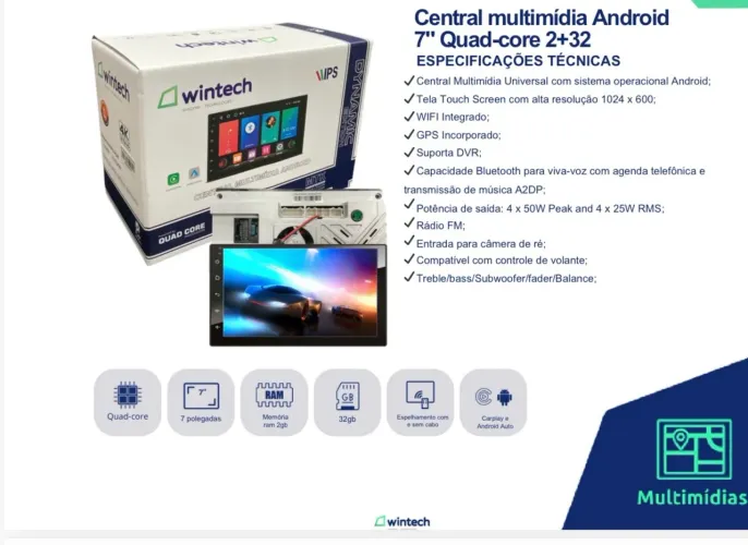 Central multimídia winteck 7"