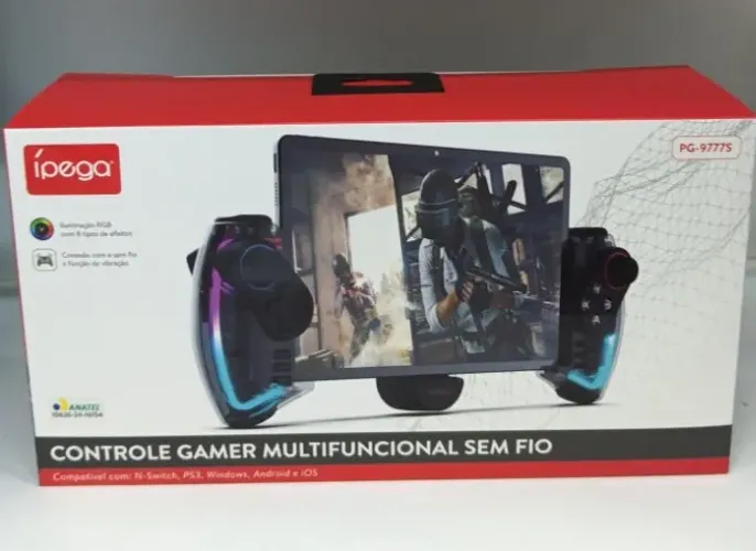 Lacrado Controle Joystick RGB Bluetooth Cor Preto Android/IOS Ipega Pg-9777s