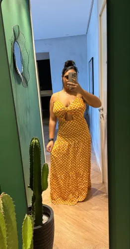 VESTIDO laranja poá