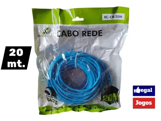 Cabo de Rede Ethernet RJ45 Cat5e 20 Metros - Azul X-Cell