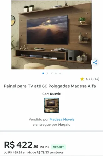 Painel Tv Até 60 Polegadas Madesa Alfa