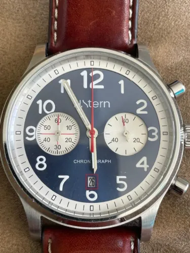 RELÓGIO H STERN CRONOGRAPH BLUE AND WHITE DIAL 45MM  TODO ORIGINAL E ASSINADO BELA PEÇA