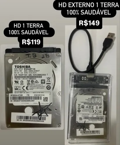 Hd externo 1 terra $119 | $150 com case 