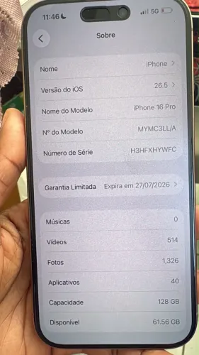 Celular iPhone 16pro 128gb